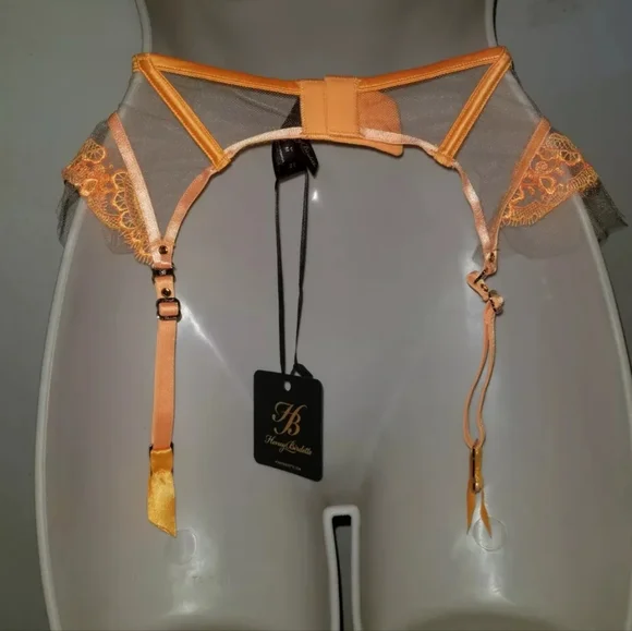 Honey Birdette Gabrielle Mango Suspender NWT